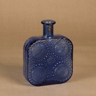 Riihimäen lasi Grapponia koristepullo, sininen, suunnittelija Nanny Still,