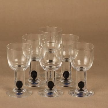 Nuutajärvi Oliivi lasi, kirkas, musta, 6 kpl, suunnittelija Markku Salo,