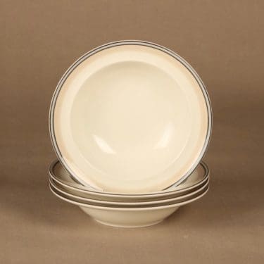 Arabia Lampi lautanen, syvä, 4 kpl, suunnittelija Stig Lindberg, syvä, raitakoriste