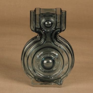 Riihimäen lasi Aitanlukko maljakko, siniharmaa, suunnittelija Helena Tynell,