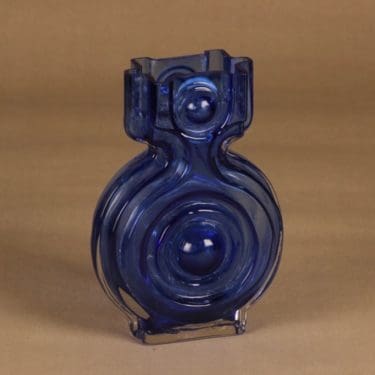 Riihimäen lasi Aitanlukko maljakko, sininen, suunnittelija Helena Tynell,