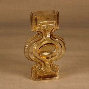 Riihimäen lasi Emma maljakko, amber, suunnittelija Helena Tynell,