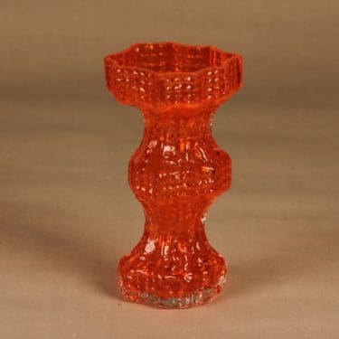 Riihimäen lasi Fenomena maljakko, oranssi, suunnittelija Nanny Still,