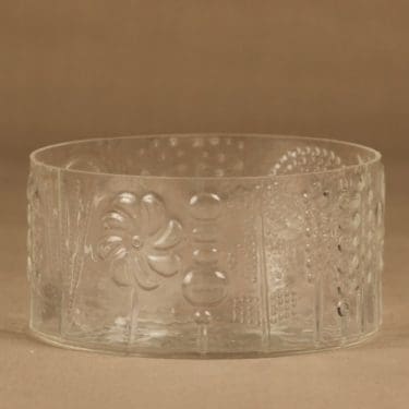 Nuutajärvi Flora kulho, kirkas, suunnittelija Oiva Toikka,