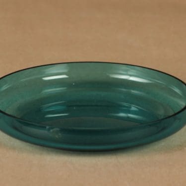 Riihimäen lasi Pomona lautanen, turkoosi, suunnittelija Helena Tynell,