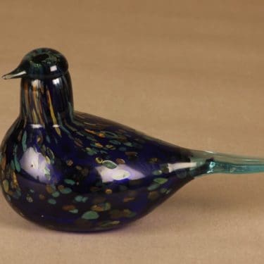 Nuutajärvi lintu , Sinikki, suunnittelija Oiva Toikka, Sinikki, signeerattu