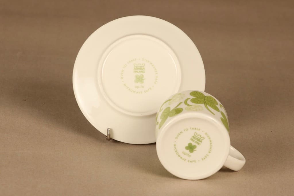 Arabia Apila kahvikuppi ja lautaset, vihreä, suunnittelija Birger Kaipiainen, kuva 4