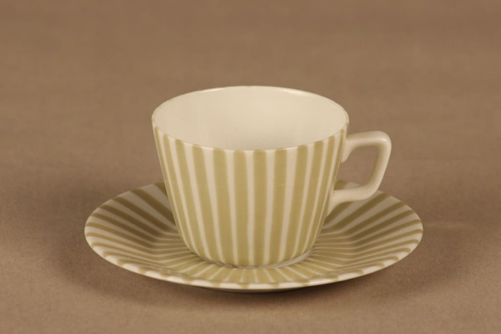 Arabia Reseda coffee cup and plates (2), hand-painted designer Esteri Tomula 2