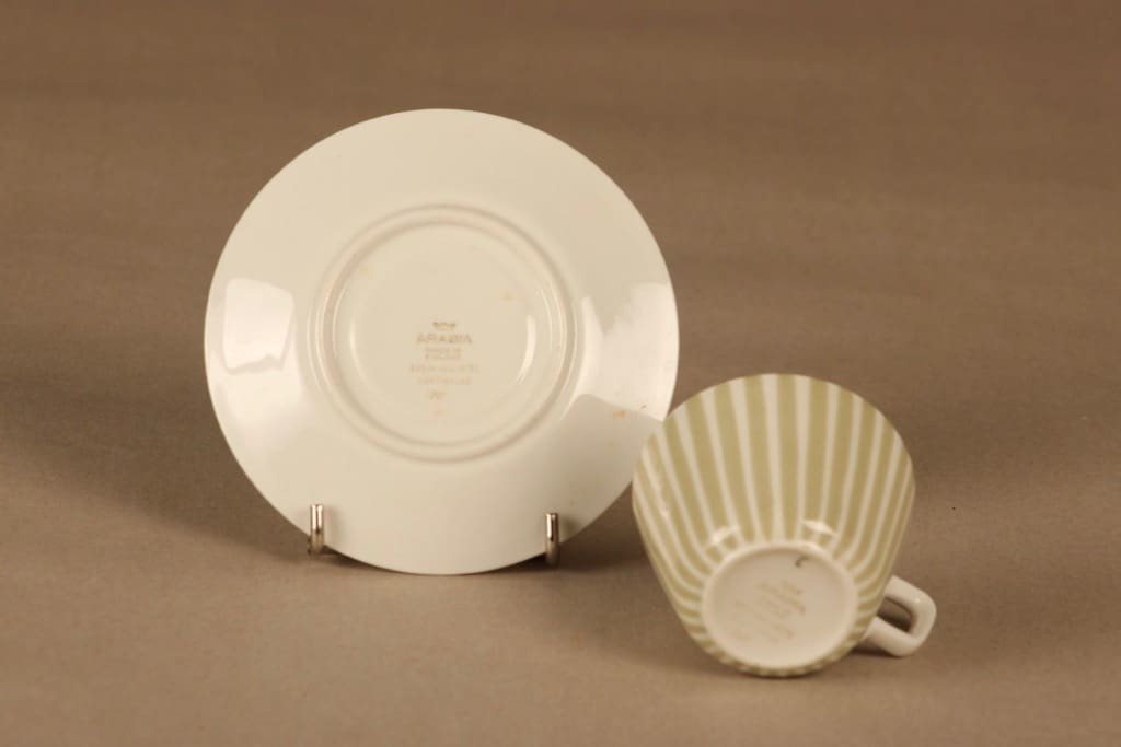 Arabia Reseda coffee cup and plates (2), hand-painted designer Esteri Tomula 4