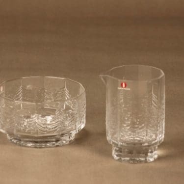 Iittala Kuusi sokerikko ja kermakko, kirkas, suunnittelija Heikki Orvola,