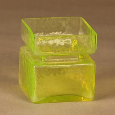 Riihimäen lasi Pala maljakko, keltainen, suunnittelija Helena Tynell,