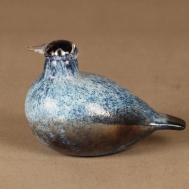 Nuutajärvi yrityslintu, Sinitiainen iso, suunnittelija Oiva Toikka, Sinitiainen iso, signeerattu