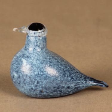 Nuutajärvi yrityslintu, Sinitiainen pieni, suunnittelija Oiva Toikka, Sinitiainen pieni, signeerattu