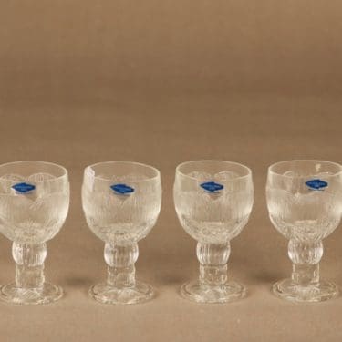 Nuutajärvi Pioni snapsilasi, kirkas, 4 kpl, suunnittelija Oiva Toikka,