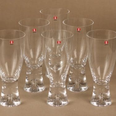 Iittala Tapio olutlasi, kirkas, 6 kpl, suunnittelija Tapio Wirkkala,