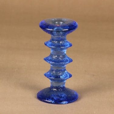 Nuutajärvi Festivo candle holder, 3-knots blue designer Timo Sarpaneva