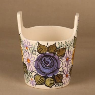 Kupittaan savi maljakko, käsinmaalattu, suunnittelija Laila Zink, käsinmaalattu, signeerattu