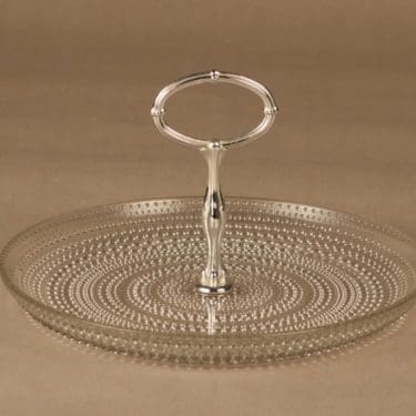 Nuutajärvi Kastehelmi tarjoiluvati, kirkas, suunnittelija Oiva Toikka,