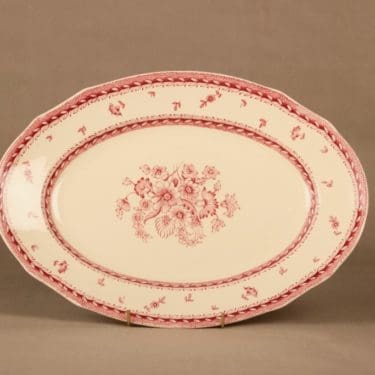 Arabia Suomen Kukka tarjoiluvati, punainen, suunnittelija tuntematon, kukka