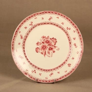 Arabia Suomen Kukka lautanen, punainen, suunnittelija tuntematon, kukka