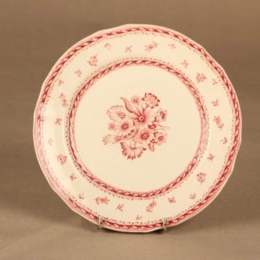 Arabia Suomen Kukka lautanen, punainen, suunnittelija tuntematon, kukka