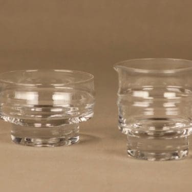 Iittala Pisaranrengas sokerikko ja kermakko, kirkas suunnittelija Timo Sarpaneva