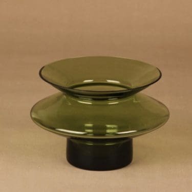 Riihimäen lasi Hyrrä maljakko, vihreä, suunnittelija Helena Tynell,