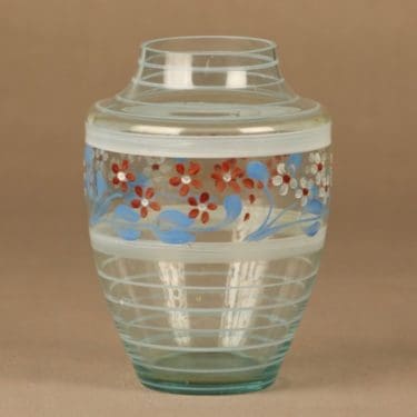 Kauklahden lasi maljakko, käsinmaalattu, suunnittelija , käsinmaalattu