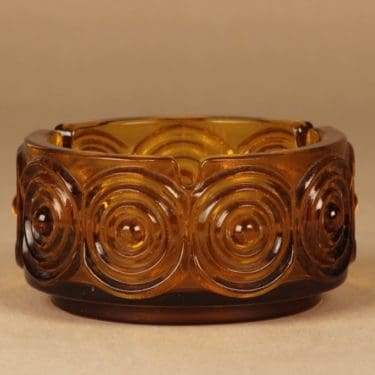 Riihimäen lasi Rengas ash tray, brown designer Tamara Aladin