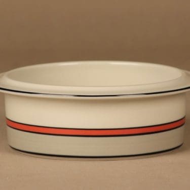 Arabia Aslak tarjoilukulho, suunnittelija Inkeri Leivo, raitakoriste