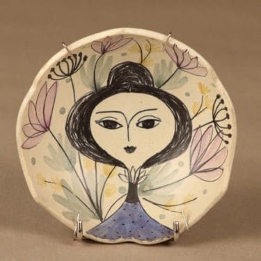 Kupittaan savi kulho, käsinmaalattu, suunnittelija Laila Zink, käsinmaalattu, signeerattu