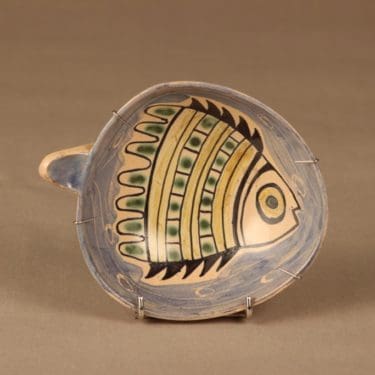 Kupittaan savi kulho, käsinmaalattu, suunnittelija Laila Zink, käsinmaalattu, signeerattu