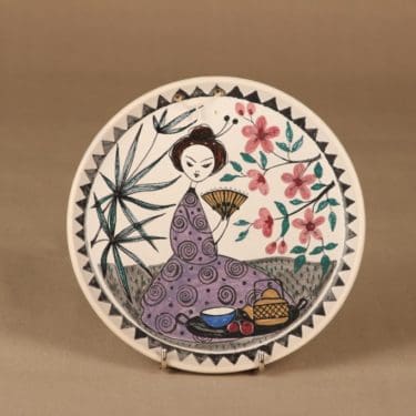 Kupittaan savi seinätaulu, käsinmaalattu, suunnittelija Laila Zink, käsinmaalattu, signeerattu