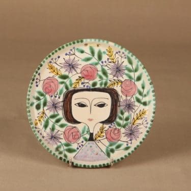 Kupittaan savi seinätaulu, käsinmaalattu, suunnittelija Laila Zink, käsinmaalattu, signeerattu