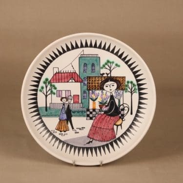 Kupittaan savi seinätaulu, käsinmaalattu, suunnittelija Laila Zink, käsinmaalattu, signeerattu