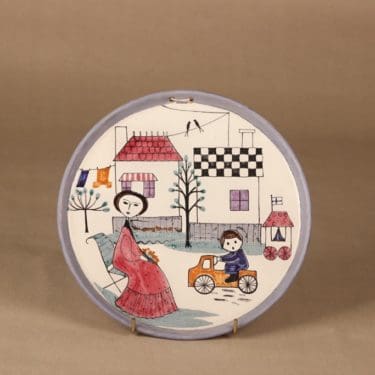 Kupittaan savi seinätaulu, käsinmaalattu, suunnittelija Laila Zink, käsinmaalattu, signeerattu