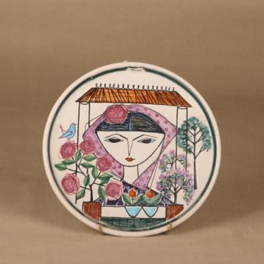 Kupittaan savi seinätaulu, käsinmaalattu, suunnittelija Laila Zink, käsinmaalattu, signeerattu