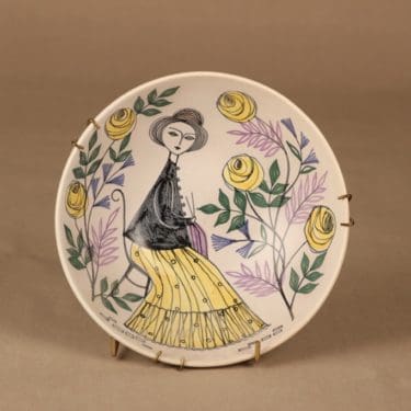 Kupittaan savi seinätaulu, käsinmaalattu, suunnittelija Laila Zink, käsinmaalattu, signeerattu