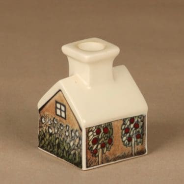 Arabia HLS kynttilätalo, monivärinen, suunnittelija Heljä Liukko-Sundström, talo, omenapuu