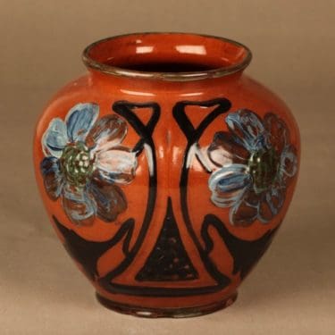 Kupittaan savi maljakko, käsinmaalattu, suunnittelija , käsinmaalattu