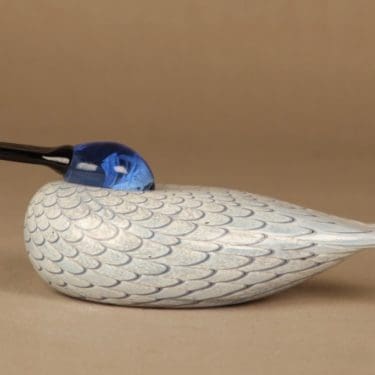 Nuutajärvi lintu , Sinipääsorsa, suunnittelija Oiva Toikka, Sinipääsorsa, signeerattu