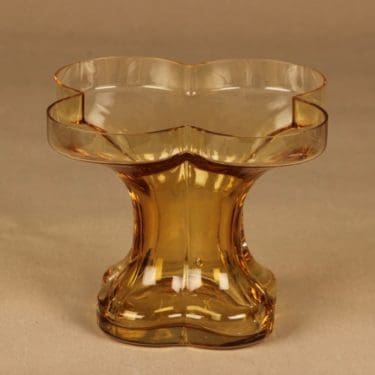 Riihimäen lasi Onnenlehti maljakko, hunaja, suunnittelija Helena Tynell, hunaja