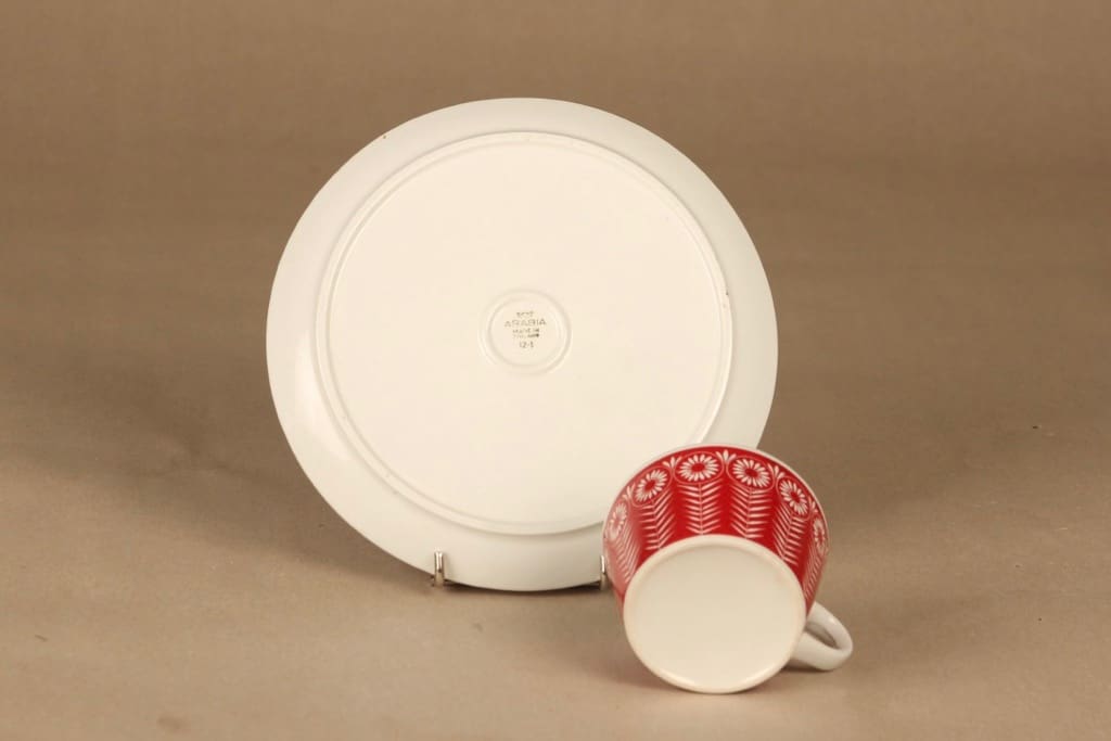 Arabia Riikinkukko Tv-setti, punainen, suunnittelija Raija Uosikkinen, serikuva kuva 3