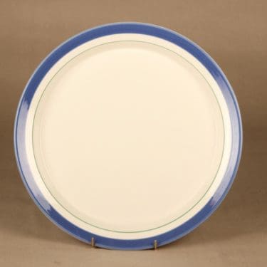 Arabia Balladi tarjoilulautanen, sininen, valkoinen, suunnittelija Heikki Orvola, raitakoriste