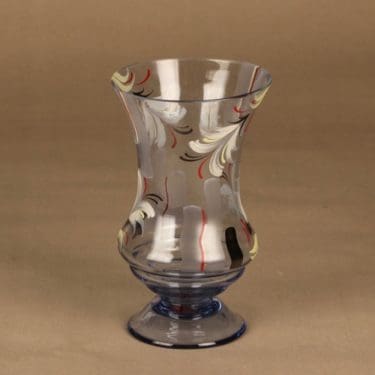 Riihimäen lasi maljakko, käsinmaalattu, suunnittelija , käsinmaalattu