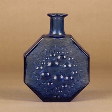 Riihimäen lasi Stella polaris koristepullo, sininen, suunnittelija Nanny Still,