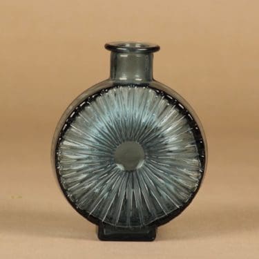 Riihimäen lasi Aurinkopullo siniharmaa, siniharmaa, suunnittelija Helena Tynell,