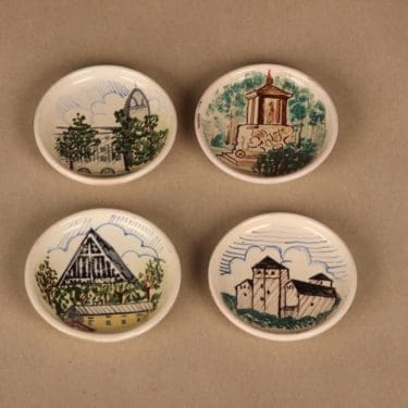 Kupittaan savi seinälautanen, monivärinen, 4 kpl, suunnittelija ,