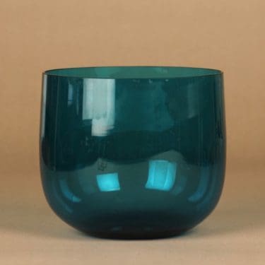 Riihimäen lasi Harlekiini kulho, turkoosi, suunnittelija Nanny Still,