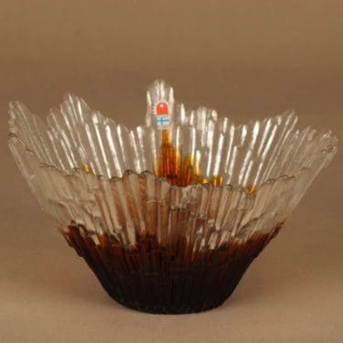 Humppila Revontulet bowl, brown/clear designer Tauno Wirkkala